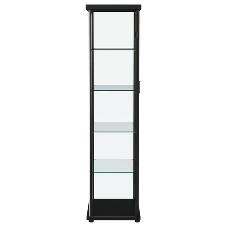 Aero 5-shelf Display Curio Cabinet with LED and Clear Tempered Glass Shelves Black by Coaster at Eve Furniture