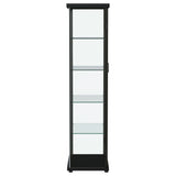 Aero 5-shelf Display Curio Cabinet with LED and Clear Tempered Glass Shelves Black by Coaster at Eve Furniture