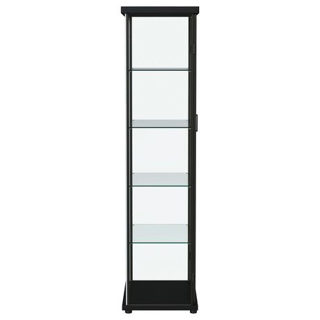 Aero 5-shelf Display Curio Cabinet with LED and Clear Tempered Glass Shelves Black by Coaster at Eve Furniture