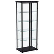 Aero 5-shelf Display Curio Cabinet with LED and Clear Tempered Glass Shelves Black by Coaster at Eve Furniture