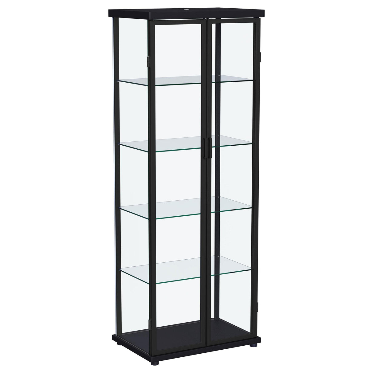Aero 5-shelf Display Curio Cabinet with LED and Clear Tempered Glass Shelves Black by Coaster at Eve Furniture