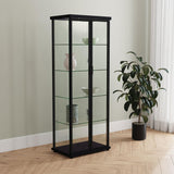Aero 5-shelf Display Curio Cabinet with LED and Clear Tempered Glass Shelves Black by Coaster at Eve Furniture