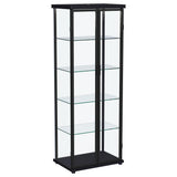 Aero 5-shelf Display Curio Cabinet with LED and Clear Tempered Glass Shelves Black by Coaster at Eve Furniture