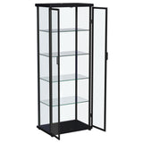 Aero 5-shelf Display Curio Cabinet with LED and Clear Tempered Glass Shelves Black by Coaster at Eve Furniture
