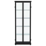 Aero 5-shelf Display Curio Cabinet with LED and Clear Tempered Glass Shelves Black by Coaster at Eve Furniture
