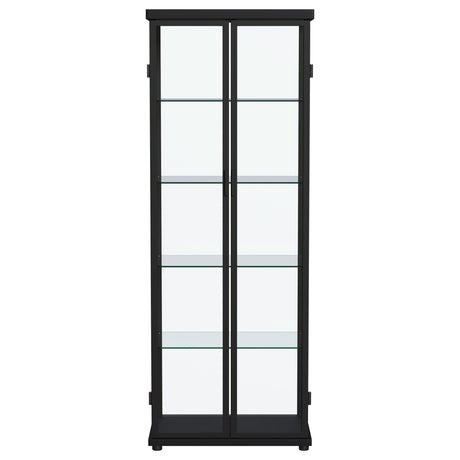 Aero 5-shelf Display Curio Cabinet with LED and Clear Tempered Glass Shelves Black by Coaster at Eve Furniture