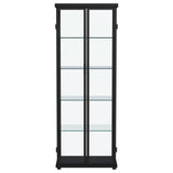 Aero 5-shelf Display Curio Cabinet with LED and Clear Tempered Glass Shelves Black by Coaster at Eve Furniture