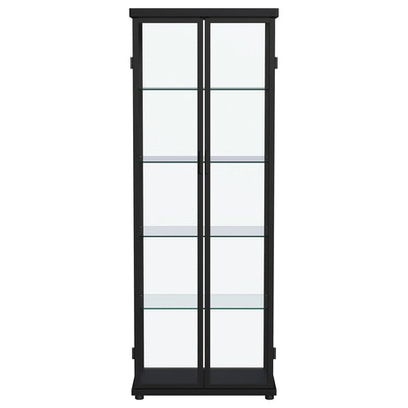 Aero 5-shelf Display Curio Cabinet with LED and Clear Tempered Glass Shelves Black by Coaster at Eve Furniture