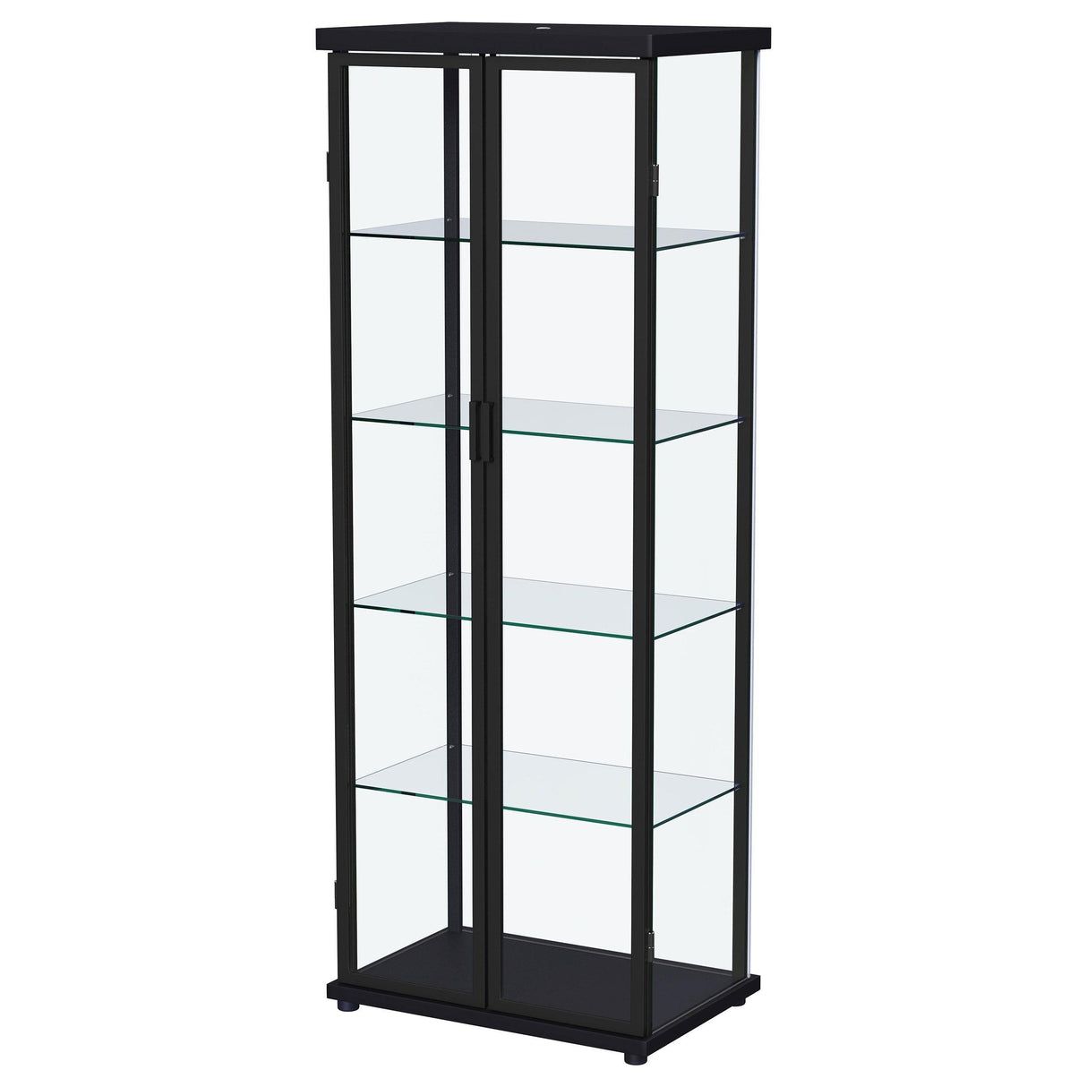 Aero 5-shelf Display Curio Cabinet with LED and Clear Tempered Glass Shelves Black by Coaster at Eve Furniture