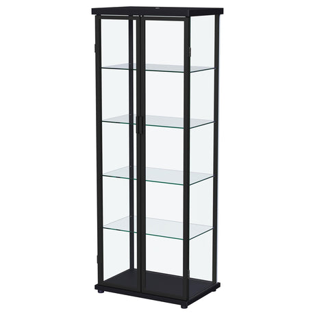 Aero 5-shelf Display Curio Cabinet with LED and Clear Tempered Glass Shelves Black by Coaster at Eve Furniture