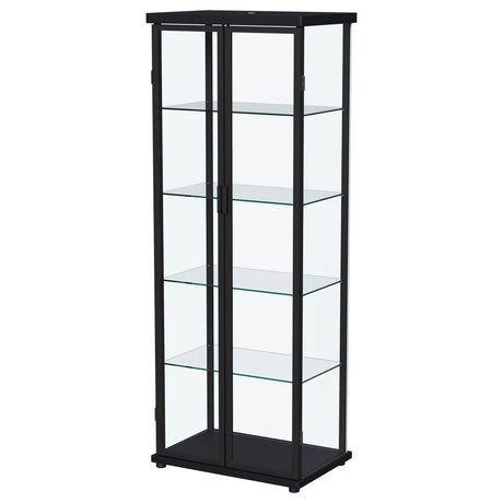 Aero 5-shelf Display Curio Cabinet with LED and Clear Tempered Glass Shelves Black by Coaster at Eve Furniture