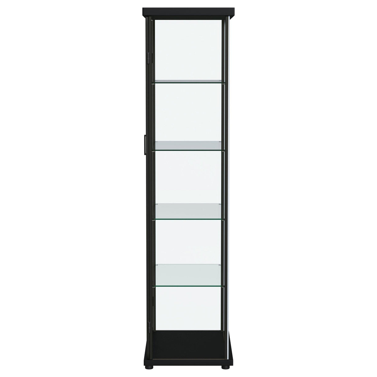 Aero 5-shelf Display Curio Cabinet with LED and Clear Tempered Glass Shelves Black by Coaster at Eve Furniture