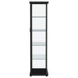 Aero 5-shelf Display Curio Cabinet with LED and Clear Tempered Glass Shelves Black by Coaster at Eve Furniture