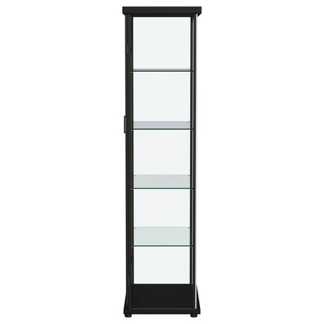 Aero 5-shelf Display Curio Cabinet with LED and Clear Tempered Glass Shelves Black by Coaster at Eve Furniture