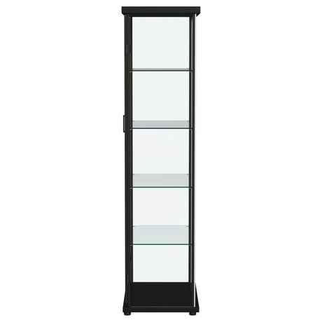 Aero 5-shelf Display Curio Cabinet with LED and Clear Tempered Glass Shelves Black by Coaster at Eve Furniture