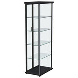 Aero 5-shelf Display Curio Cabinet with LED and Clear Tempered Glass Shelves Black by Coaster at Eve Furniture
