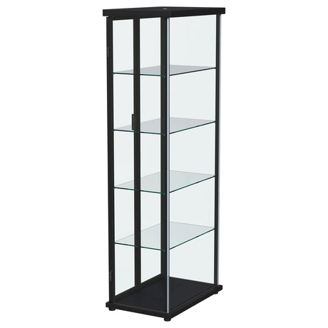 Aero 5-shelf Display Curio Cabinet with LED and Clear Tempered Glass Shelves Black by Coaster at Eve Furniture