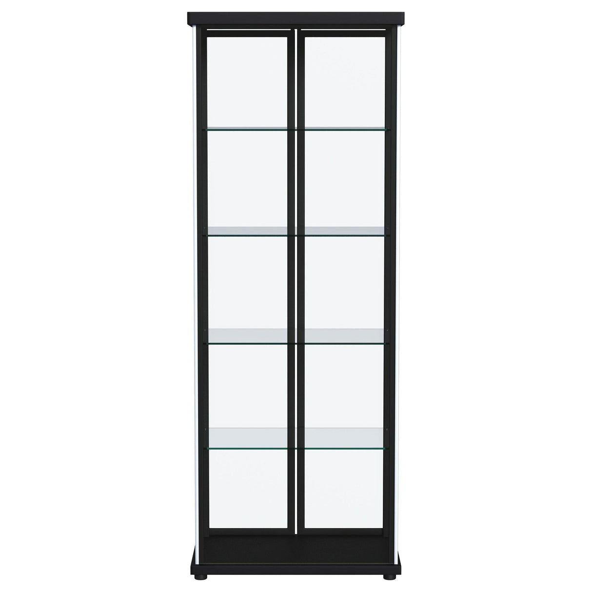 Aero 5-shelf Display Curio Cabinet with LED and Clear Tempered Glass Shelves Black by Coaster at Eve Furniture