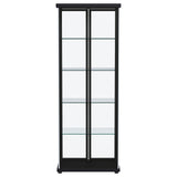 Aero 5-shelf Display Curio Cabinet with LED and Clear Tempered Glass Shelves Black by Coaster at Eve Furniture