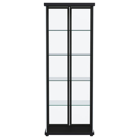 Aero 5-shelf Display Curio Cabinet with LED and Clear Tempered Glass Shelves Black by Coaster at Eve Furniture