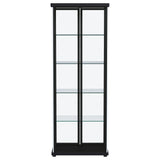 Aero 5-shelf Display Curio Cabinet with LED and Clear Tempered Glass Shelves Black by Coaster at Eve Furniture