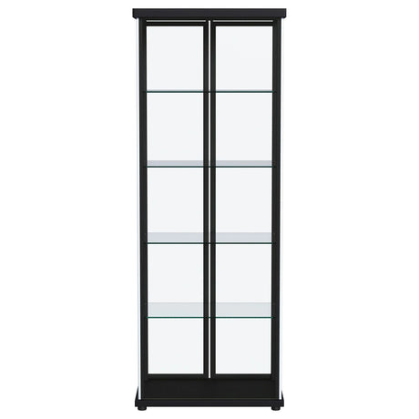 Aero 5-shelf Display Curio Cabinet with LED and Clear Tempered Glass Shelves Black by Coaster at Eve Furniture