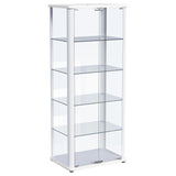 Aero 5-shelf Display Curio Cabinet with LED and Clear Tempered Glass Shelves Glossy White