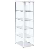 Aero 5-shelf Display Curio Cabinet with LED and Clear Tempered Glass Shelves Glossy White