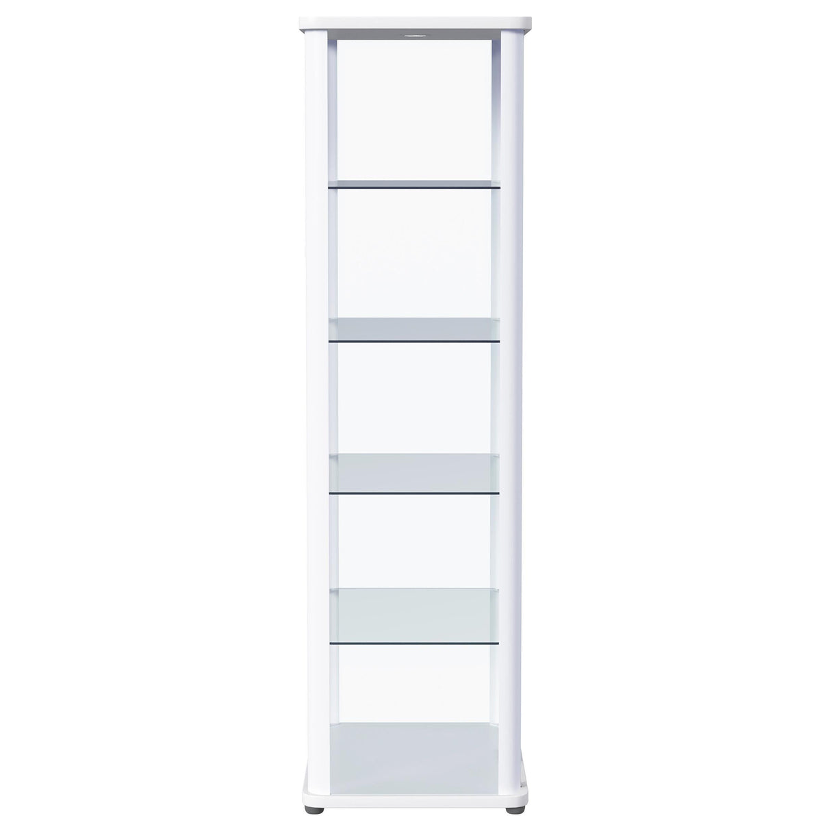 Aero 5-shelf Display Curio Cabinet with LED and Clear Tempered Glass Shelves Glossy White