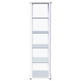 Aero 5-shelf Display Curio Cabinet with LED and Clear Tempered Glass Shelves Glossy White