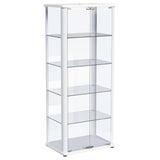 Aero 5-shelf Display Curio Cabinet with LED and Clear Tempered Glass Shelves Glossy White