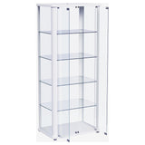 Aero 5-shelf Display Curio Cabinet with LED and Clear Tempered Glass Shelves Glossy White