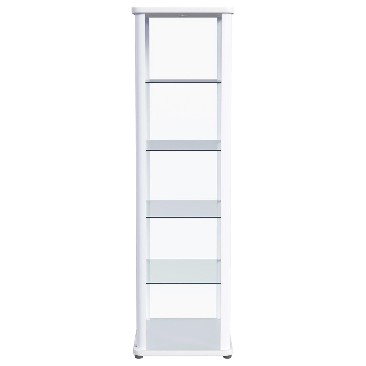 Aero 5-shelf Display Curio Cabinet with LED and Clear Tempered Glass Shelves Glossy White