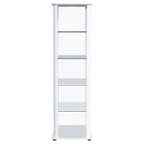 Aero 5-shelf Display Curio Cabinet with LED and Clear Tempered Glass Shelves Glossy White