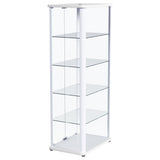 Aero 5-shelf Display Curio Cabinet with LED and Clear Tempered Glass Shelves Glossy White