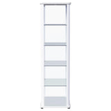 Aero 5-shelf Display Curio Cabinet with LED and Clear Tempered Glass Shelves Glossy White by Coaster at Eve Furniture