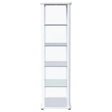 Aero 5-shelf Display Curio Cabinet with LED and Clear Tempered Glass Shelves Glossy White by Coaster at Eve Furniture