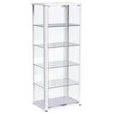 Aero 5-shelf Display Curio Cabinet with LED and Clear Tempered Glass Shelves Glossy White by Coaster at Eve Furniture