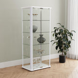 Aero 5-shelf Display Curio Cabinet with LED and Clear Tempered Glass Shelves Glossy White by Coaster at Eve Furniture