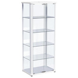 Aero 5-shelf Display Curio Cabinet with LED and Clear Tempered Glass Shelves Glossy White by Coaster at Eve Furniture