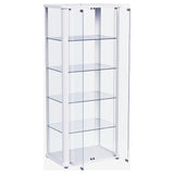 Aero 5-shelf Display Curio Cabinet with LED and Clear Tempered Glass Shelves Glossy White by Coaster at Eve Furniture