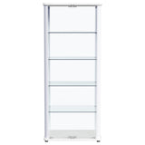 Aero 5-shelf Display Curio Cabinet with LED and Clear Tempered Glass Shelves Glossy White by Coaster at Eve Furniture