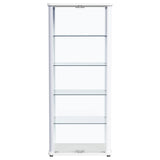Aero 5-shelf Display Curio Cabinet with LED and Clear Tempered Glass Shelves Glossy White by Coaster at Eve Furniture