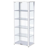 Aero 5-shelf Display Curio Cabinet with LED and Clear Tempered Glass Shelves Glossy White by Coaster at Eve Furniture