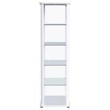 Aero 5-shelf Display Curio Cabinet with LED and Clear Tempered Glass Shelves Glossy White by Coaster at Eve Furniture