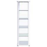 Aero 5-shelf Display Curio Cabinet with LED and Clear Tempered Glass Shelves Glossy White by Coaster at Eve Furniture