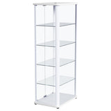Aero 5-shelf Display Curio Cabinet with LED and Clear Tempered Glass Shelves Glossy White by Coaster at Eve Furniture