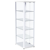 Aero 5-shelf Display Curio Cabinet with LED and Clear Tempered Glass Shelves Glossy White by Coaster at Eve Furniture