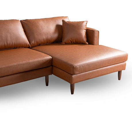 Blake L-Shaped Cognac Vegan Leather Sectional Sofa Right Facing by Ashcroft Imports at Eve Furniture