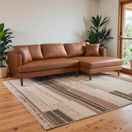 Blake L-Shaped Cognac Vegan Leather Sectional Sofa Right Facing by Ashcroft Imports at Eve Furniture